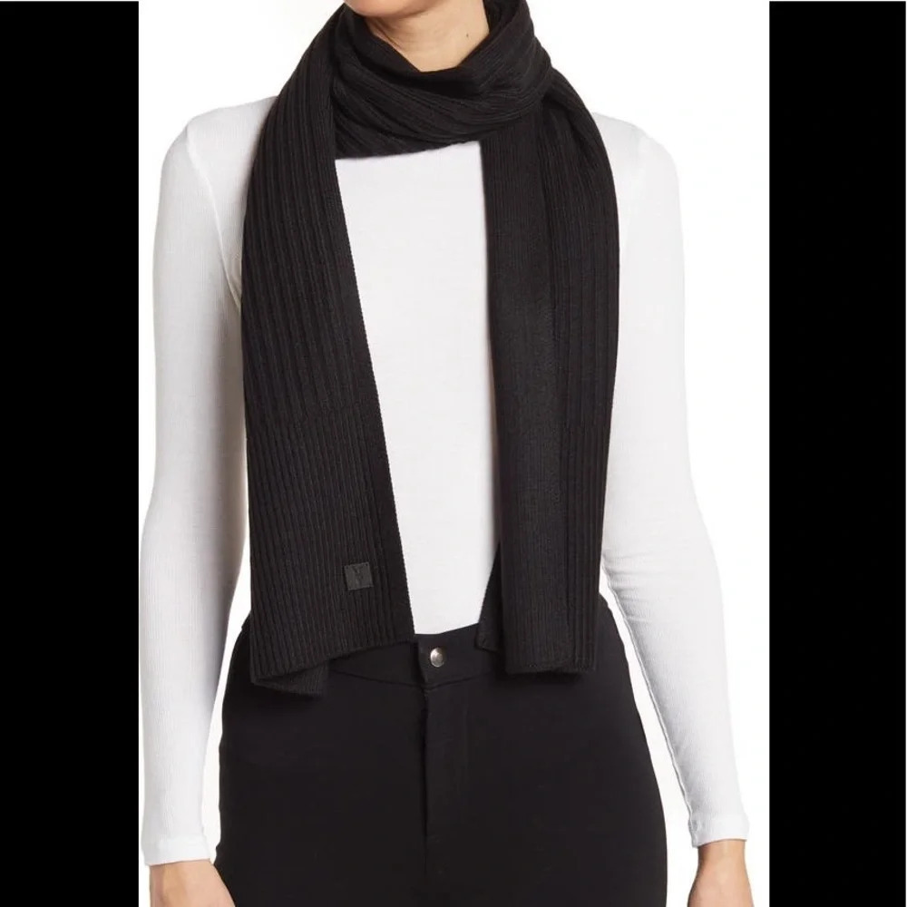 Allsaints Ribbed Knit Scarf, Black, NWT